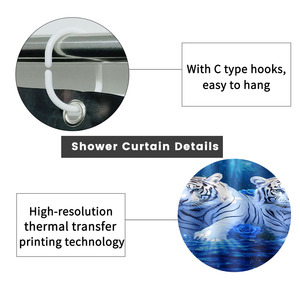 Custom Printed Shower <b>Curtain</b> Waterproof Polyester 180x180cm <b>with</b> <b>Hooks</b> Wholesale - Product Image 2