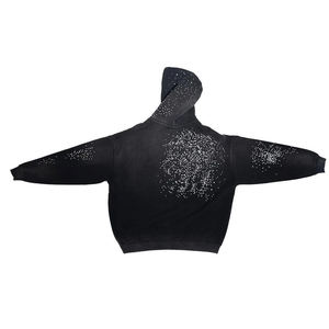 Última Sudadera con capucha personalizada 100% algodón Rhinestone de gran tamaño DropShoulder Zip up HeavyWeight Patch bordado Streetwear Sudadera con capucha para hombres - Product Image 3