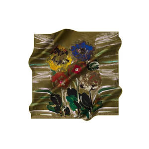 Khaki Silk Floral <b>Square</b> <b>Scarf</b> - Product Image 1