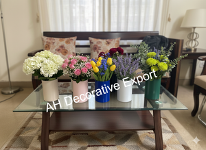 Arrangements floraux cylindriques modernes de luxe dans des boîtes à chapeaux noires et des vases en or poli pour la décoration de la maison/du mariage, export - Product Image 3