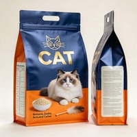 Sacs à litière pour chat personnalisés, imprimés, réutilisables, à fond plat, en aluminium, haute résistance à l'humidité, 2LB-10LB, avec fermeture éclair