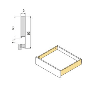 Emuca Vertex spagna 500mm profondità acciaio cassetto esterno 3D regolazione altezza 93mm 40kg capacità 18mm tavola Hardware da cucina - Product Image 5