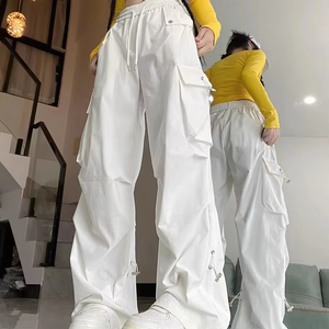 กางเกงคาร์โก้ลำลองขายาวหลายกระเป๋าขนาดใหญ่ของผู้หญิงกางเกง100% หลายกระเป๋าวิ่งแห้งเร็วผ้าคอตตอน - Product Image 1