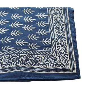 Pareo de Algodón con Estampado Indigo Hecho a Mano para Mujer, 100% Algodón, Cubierta de Playa, Talla 44 x 72 Pulgadas - Product Image 1