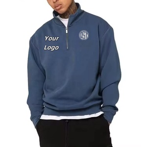 Sudadera con cremallera de un cuarto de los hombres con logotipo personalizado, jersey de lana, ropa de calle informal cálida para invierno, sudaderas con capucha de moda al por mayor de OEM, talla adulta - Product Image 2