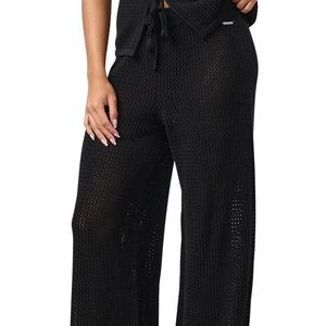 Womens Open Knit Cover Up Trousers Black Wide Leg Drawstring Beach <b>Pants</b> <b>Summer</b> Holiday Resort Wear Keyword: - Product Image 4