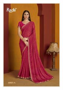Venta al por mayor impreso elegante gasa Saree con borde adjunto colección para uso casual y ocasional - Product Image 6