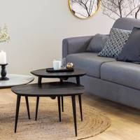Table basse gigogne moderne en bois de manguier noir