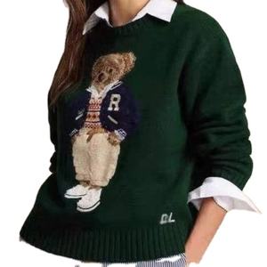 Suéter TIXOM Otoño-Invierno Versátil Tipo Polo con Nuevo Diseño de Oso de Dibujos Animados Bordado, Estilo Holgado y Casual con Animal - Product Image 1