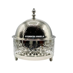 Proveedor de calentador de alimentos de metal Excelente calidad hecho a mano Diseñador Cazuela Forma redonda Hotel Ware Servidor de alimentos de metal - Product Image 3