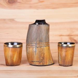 New Arrival Polished Buffalo Horn Ceramic <b>Mug</b> <b>set</b> with Wooden Bottom African Horn Drinkware at Wholesale Price - Product Image 4