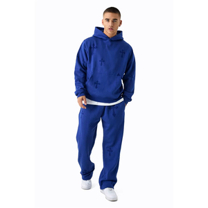 Ensemble de survêtements à capuche en coton unisexe, tissu épais épais de 600g/m2, sweat à capuche en éponge française, pantalon de survêtement écologique de grande taille - Product Image 4