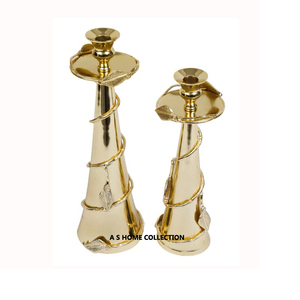 Décoration de mariage religieux bougeoir de luxe aluminium métal brillant plaqué or salon lot de 3 bougeoirs - Product Image 2