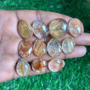 Forme de mélange de quartz rutile doré naturel de qualité AAA + pierre précieuse en vrac personnalisée pour la fabrication de bijoux - Product Image 1