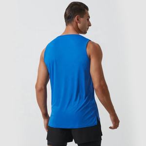 Camiseta sin mangas de talla grande para hombre, ajuste cómodo, punto transpirable, cuello redondo, estampado liso, suministro OEM para entrenamiento de adultos - Product Image 6