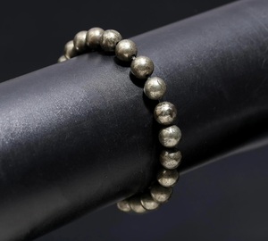 Pyrite Beads กำไลข้อมือ100% แท้ทรงกลมขนาด8มม. ทำจากหินธรรมชาติสร้อยข้อมือโยคะคริสตัลยืดได้ - Product Image 5