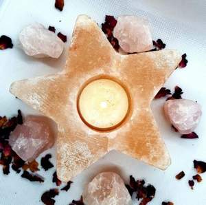 Handmade Star Design Himalayan Salt <b>Candle</b> Holder <b>Carved</b> Natural Mineral Home Decoration with Love Style - Product Image 2
