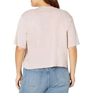 Camisetas cortas en blanco sólidas para mujer con diseño personalizado 2025, camisetas cortas transpirables para mujer, camisetas recortadas en blanco de gran tamaño a la venta - Product Image 5