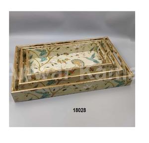 Accueil Décoration de table Plateau alimentaire de luxe Plateaux en laiton moulé d'aluminium Design feuille - Product Image 2