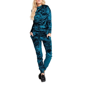 Sleeping <b>Tracksuit</b> Velour Shiny Sexy Suit Fitness Ladies Women Sport Wear <b>Tracksuit</b> Set Women Velour <b>Tracksuits</b> 2PCS Women - Product Image 3