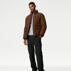 Men's <b>Thin</b> <b>Puffer</b> <b>Jacket</b> with Stand Collar Customized Logo Printing Light Weight and Comfortable Full Sleeves for Winter - Product Image 4