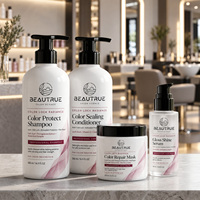 Kit de Soins Capillaires Professionnel pour Cheveux Colorés : Shampoing Acide, Après-Shampoing, Masque Réparateur Intense et Sérum Brillance pour Cheveux Secs et Abîmés