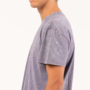 Camiseta de cuello simulado de algodón pesado a la moda, Camiseta con estampado de hojaldre para venta al por mayor, la mejor camiseta de lavado ácido 2025 - Product Image 6