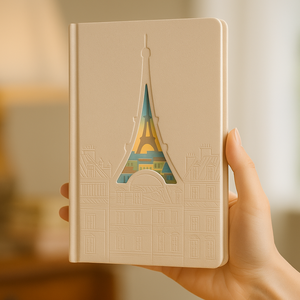 LABON <span class=keywords><strong>Paris</strong></span> Tour Eiffel Journal en relief personnalisé PU Couverture rigide Découpe Fenêtre Design Carnet de voyage Vente en gros d'usine - Product Image 6