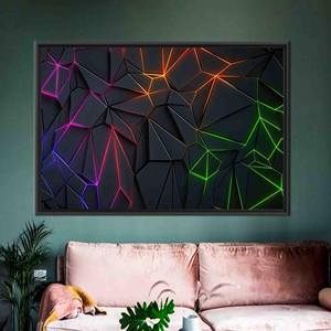 Tableau sur toile imprimé avec motif géométrique d'art moderne pour la décoration de la maison, 1P : encadré noir - Product Image 1