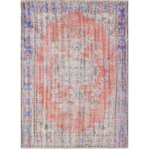 Alfombra de Lana Anudada a Mano de Gran Tamaño, Diseño de Medallón Rojo y Naranja, para Sala de Estar, Pasillo Rectangular, Modelo Pae-2845 - Product Image 1