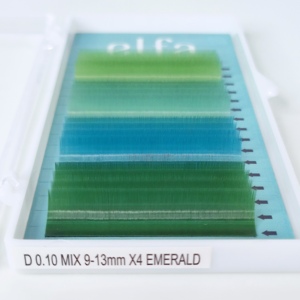 Extensions de cils individuelles ELFA en fibre HYLON colorées, faites à la main, couleurs de Noël, naturelles, douces, longues et épaisses, courbure D 0.10 Mix - Product Image 2