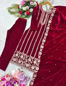 Top de terciopelo de diseñador con Dupatta para Fiestas-para ropa india y paquistaní - Product Image 4