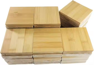 Vente en gros sous-verres en bois de hêtre carrés rustiques gravés sur mesure pour gravure au laser par artisanat en croissant - Product Image 2