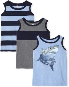 Venta al por mayor de ropa camiseta de verano chaleco blanco acanalado camisetas sin mangas camiseta sin mangas para niños bebés niños liso OEM - Product Image 5