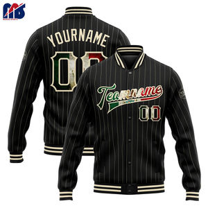 Veste bomber de baseball entièrement personnalisable avec votre nom, votre numéro et votre équipe, veste universitaire à boutons - Product Image 2