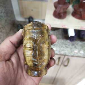 Cabeza de Buda tallada a mano, labradorita, Cabeza de Buda, Ojo de Tigre, lepidolita, piedra arenisca roja, tallado de Cabeza de Buda, venta al por mayor - Product Image 4