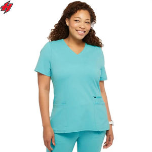 Ensembles de gommage médical avec logo personnalisé Tops dentaires col en V pour femmes hommes uniformes d'hôpital, y compris pantalon de jogging pour salons de beauté - Product Image 3