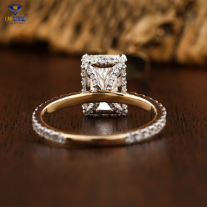 2,62 CT Radiant & Round Brilliant Cut con anillo de pila de oro macizo 18K Oro amarillo Diamante certificado Labgrown Diamond Jewelry - Product Image 3