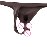 Nouveau design, pantalon en silicone souple et creux, noir, avec dos en T, pénis réaliste portable, gode pour l'amélioration de la taille masculine