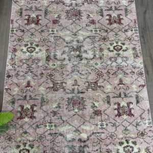 พรมตุรกีขนาด 3.6x7.1 ฟุต ลายพรางสีชมพู พรมวินเทจทำจากขนสัตว์ - Product Image 3