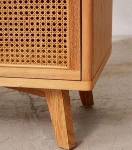 Eco-Friendly Durable Minimalist Nightstand with Large Capacity Teak Rattan Combination - Product Image 3