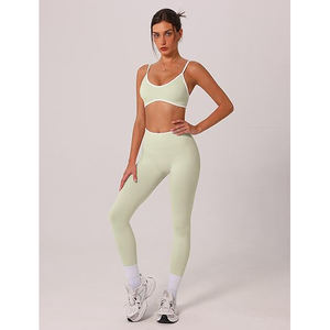 Ensemble de yoga, leggings taille haute sans couture et soutien-gorge assorti, extensible, respirant, vêtements de sport pour femmes, salle de sport - Product Image 5