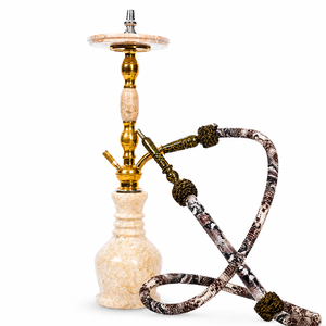 Farida Hookahs Egyptian Luxury Heavy Marble Balha Hookah with Lacquer Technique Stainless Down Stem 1 Hose for Shisha Smoking - Product Image 1