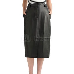 Falda delgada de cuero de estilo moderno para mujer Falda delgada de ajuste profesional para mujer de negocios - Product Image 2