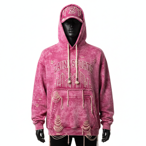 Sudadera Premium con Lavado Ácido, 320GSM, Mezcla de Algodón Grueso, Tacto Suave, Diseño Desgastado, Bordado con Logotipo Personalizado, Sudadera Básica - Product Image 1