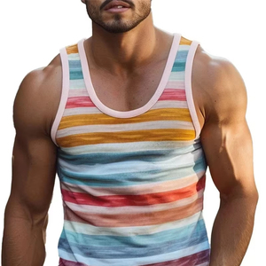 <b>Men</b> Vintage Stripe 3D Printed Tank Tops Fashion Summer Sleeveless Casual <b>Sports</b> <b>Vest</b> Loose Quick Dry Breathable Tees Clothes - Product Image 4