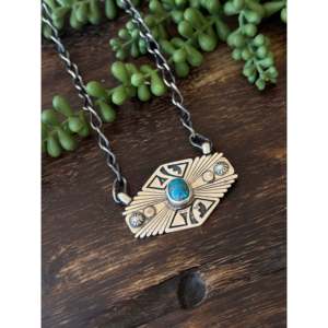 Kingman Turquoise & Sterling Silver Necklace Navajo-<b>Crafted</b> Cultural Collectible Jewelry One-of-a-Kind Piece - Product Image 4