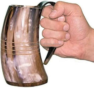 Jarra de Cuerno para Vino, Diseño Único, Jarra de Cuerno de Búfalo para Vino y Cerveza, Jarra de Cuerno Tallada, Ágata de la India - Product Image 1