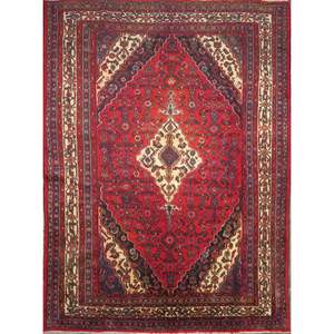 One Of The Kind Hand-Knotted Persian <b>Wool</b> Rug _ Luxurious Vintage Design, 9'7 x 6'8, Artisan <b>Crafted</b> - Product Image 1