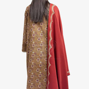 Traje Casual Pakistaní de 3 Piezas de Primera Calidad Personalizado con Dupatta Estampada para Mujer - Product Image 2